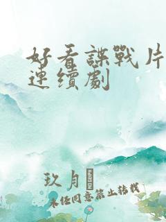 好看谍战片电视连续剧