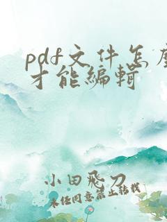 pdf文件怎么才能编辑