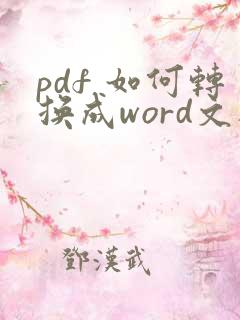 pdf 如何转换成word文档