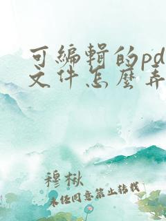 可编辑的pdf文件怎么弄
