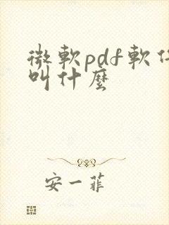 微软pdf软件叫什么
