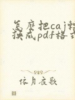 怎么把caj转换成pdf格式