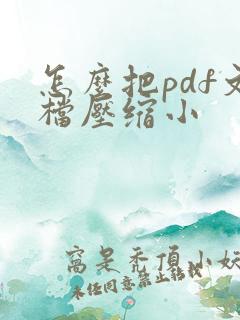 怎么把pdf文档压缩小
