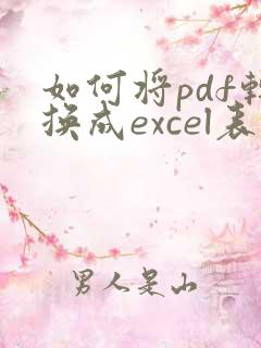 如何将pdf转换成excel表格