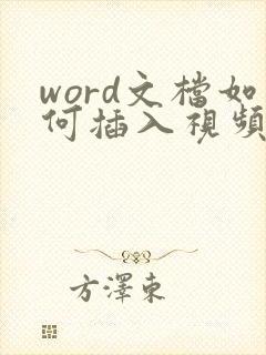word文档如何插入视频文件
