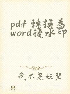 pdf 转换为word后水印怎么去掉