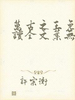 万古之王免费阅读全文叶无双
