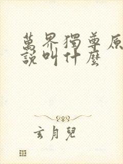 万界独尊原著小说叫什么
