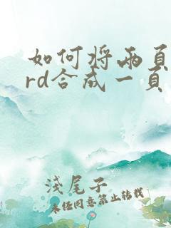 如何将两页word合成一页