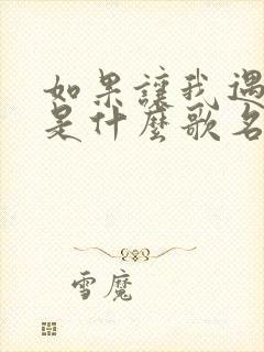 如果让我遇见你是什么歌名