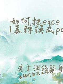 如何把excel表转换成pdf格式