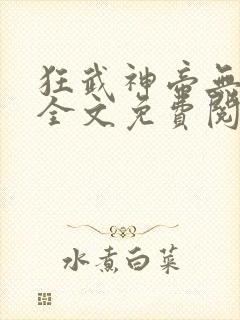狂武神帝无弹窗全文免费阅读