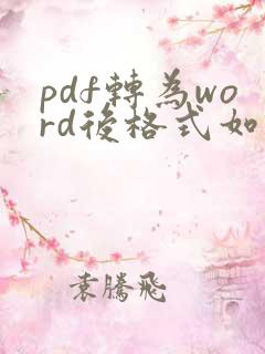 pdf转为word后格式如何调整