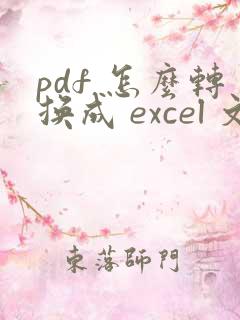 pdf 怎么转换成 excel 文档