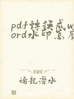 pdf转换成word水印怎么去掉