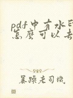 pdf中有水印怎么可以去除