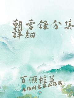 朝雪录分集介绍详细