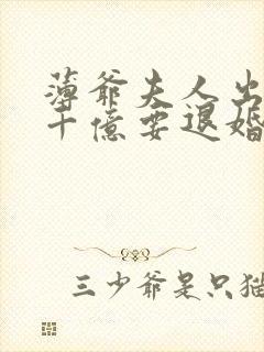 薄爷夫人出价一千亿要退婚全文免费阅读全文