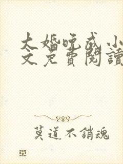 大婚晚成小说全文免费阅读