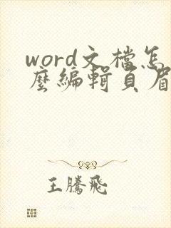 word文档怎么编辑页眉页脚页码