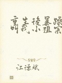 重生后暴躁大佬叫我小祖宗小说完整版