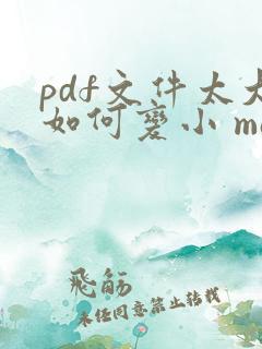 pdf文件太大如何变小 mac