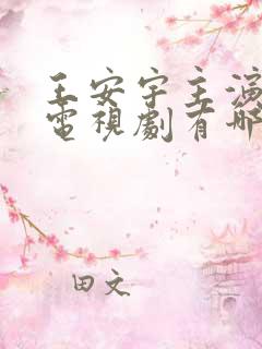 王安宇主演过的电视剧有哪些