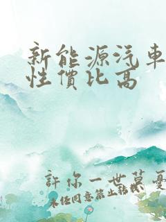 新能源汽车哪个性价比高