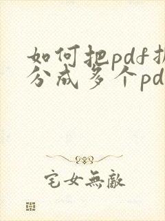 如何把pdf拆分成多个pdf