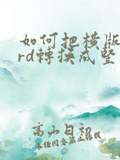 如何把横版word转换成竖版