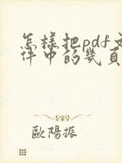 怎样把pdf文件中的几页另存为一个文件