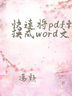 快速将pdf转换成word文档