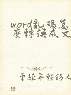 word乱码怎么转换成文字