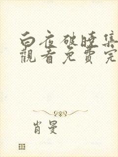 白夜破晓集在线观看免费完整版高清