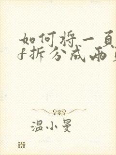 如何将一页pdf拆分成两页