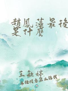 赵凤藻最后结局是什么