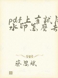 pdf上有试用水印怎么去除
