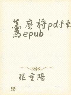 怎么将pdf转为epub