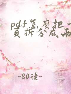 pdf怎么把一页拆分成两页