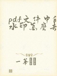 pdf文件中的水印怎么去除