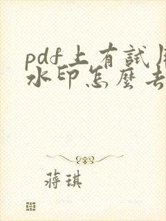 pdf上有试用水印怎么去除