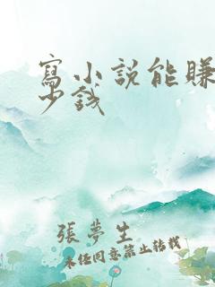 写小说能赚钱多少钱