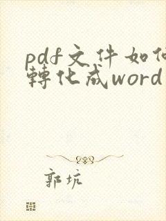 pdf文件如何转化成word文档