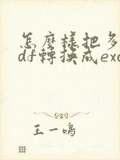 怎么样把多页pdf转换成excel