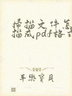 扫描文件怎么扫描成pdf格式文件