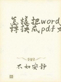 怎样把word转换成pdf文档