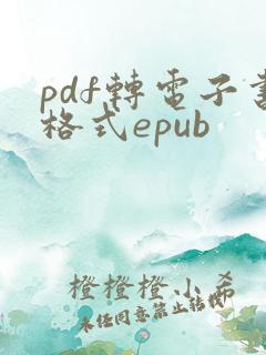 pdf转电子书格式epub