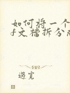 如何将一个pdf文档拆分成多个
