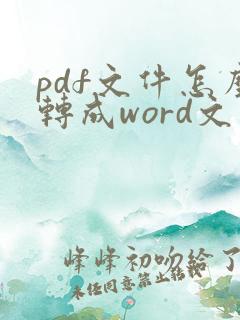 pdf文件怎么转成word文件