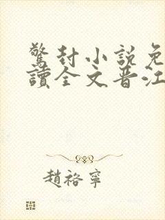惊封小说免费阅读全文晋江文学网